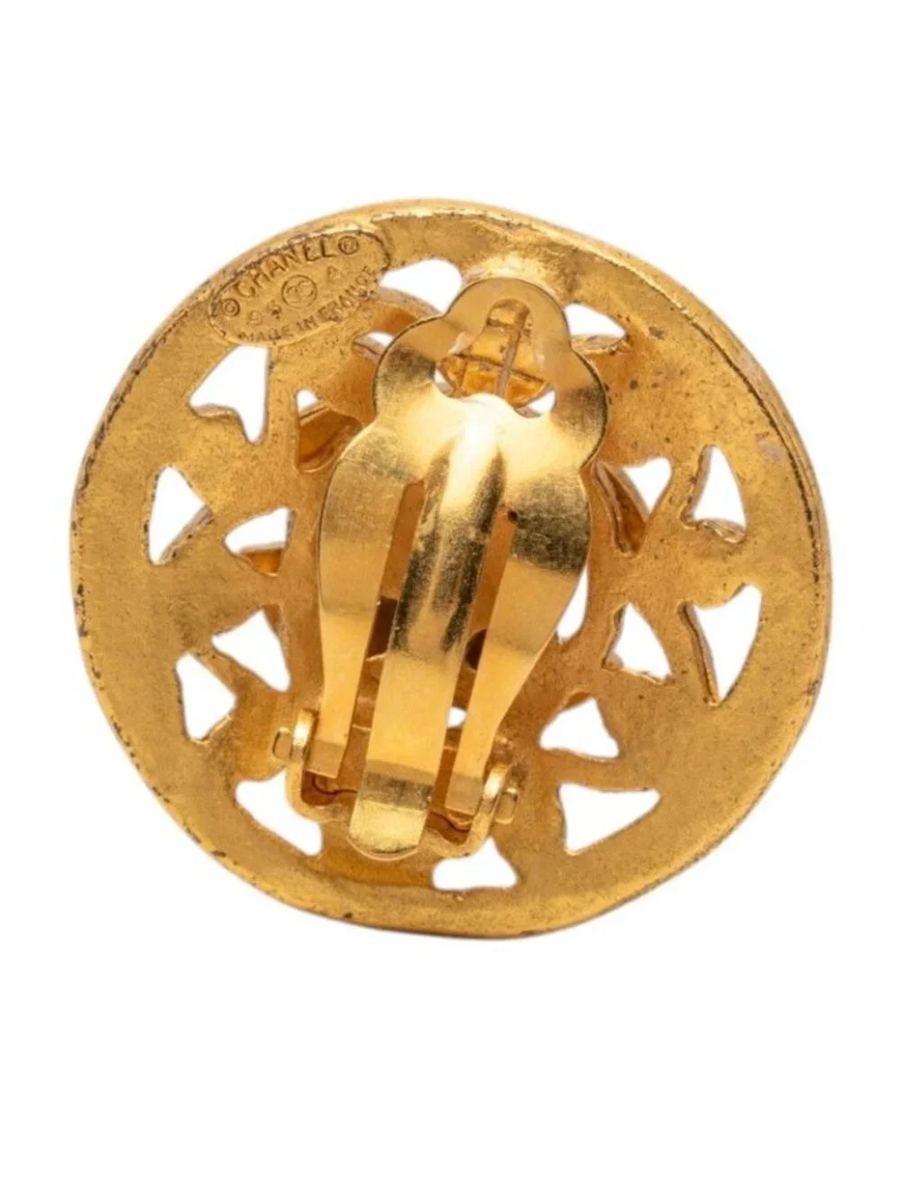 Chanel Vintage CC Logo Earrings Gold Plated